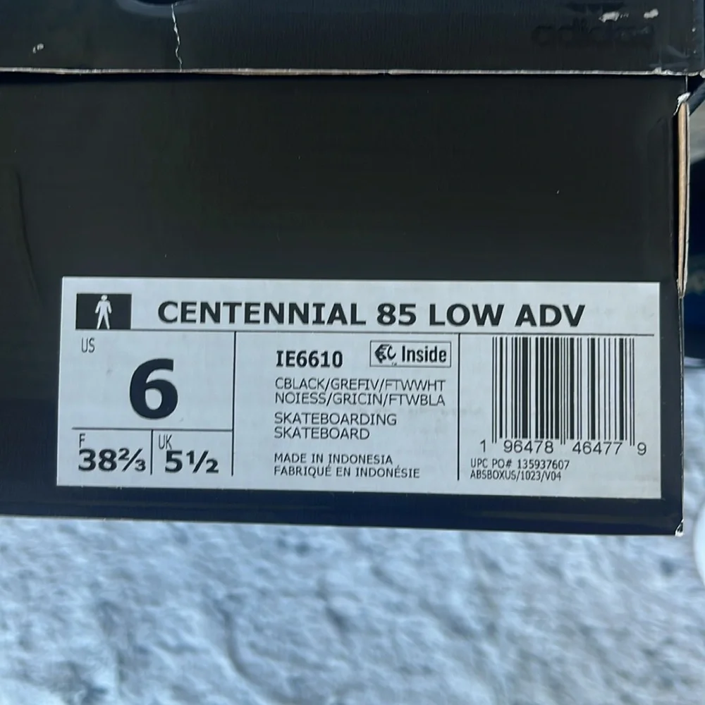 Men’s Adidas Centennial 85 Low ADV Black and Gray Sneakers